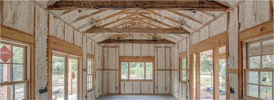 Insulation installed in an unfinished home.