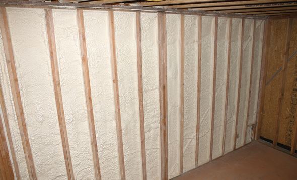 A wall insulated with spray foam in San Antonio.